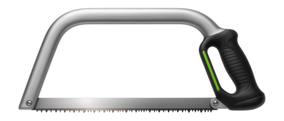 Ergonomic bow saw with a padded grip and a rust-resistant blade, designed for landscaping tasks.