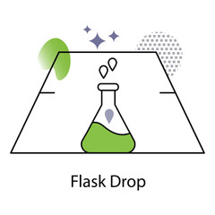 Laboratory Flask with Liquid Drop Vector Illustration Icon Design Concept