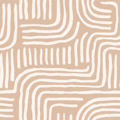 Aesthetic elegant line brush stroke shapes Seamless Pattern.