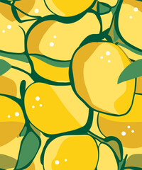 Vector illustration, seamless pattern of lemons in a flat design minimal style.