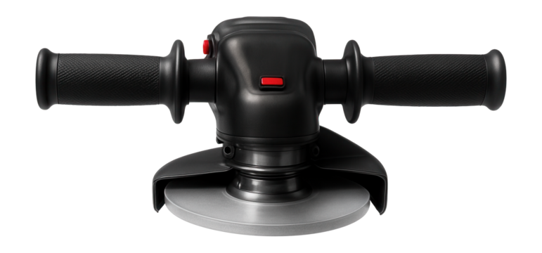 Dual-handle angle grinder for improved stability during heavy-duty concrete work.