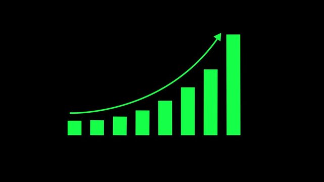 Motion animated footage. Statistics bars columns growth, arrow up. Finance, Bar graph going up, Profit concept, positive increase chart. business graph animation.