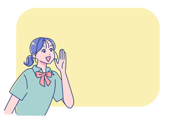 笑顔で声援を送るアニメ調の女子生徒