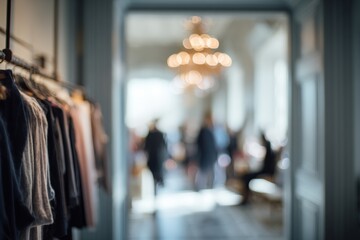 Blurred view of clothing store hallway