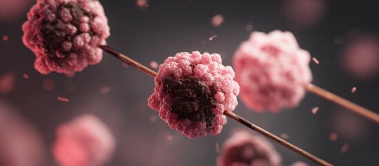 Pink cancer cells with connecting structures
