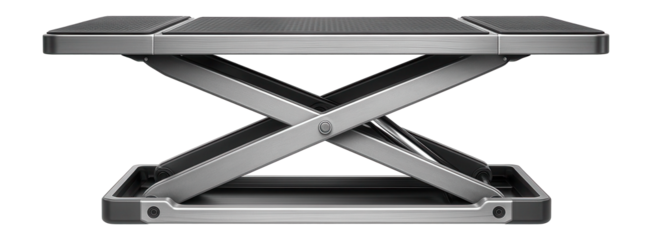 Low-profile scissor lift for accessing vehicles in an automotive repair shop.