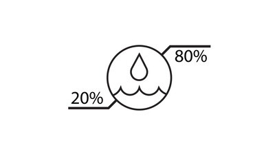 Moisture Level Symbol with Percentages,Humidity Indicator Line Icon,Storage humidity range. Graphical Symbols for Medical devices.