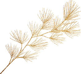 Obraz premium A hand drawn golden glitter fern-like or pine branch