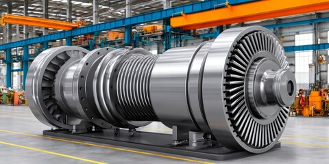 Large industrial steam turbine generator in a manufacturing plant