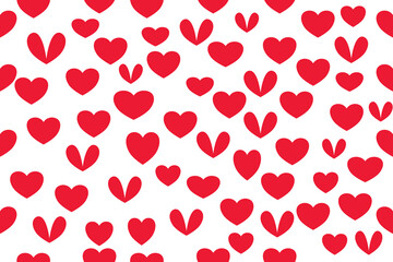 Seamless Red Heart Pattern on White Background – Valentine’s Day Love Design
