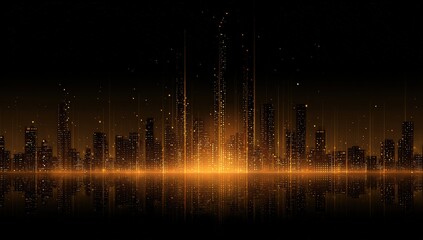 Golden city skyline at night (1)