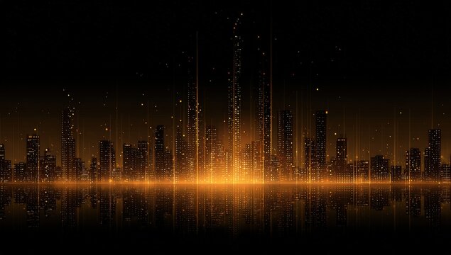 Golden city skyline at night (1)