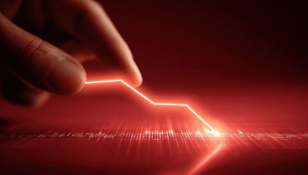 Hand manipulating a red graph