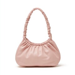 Pale pink, structured,  ruched handbag