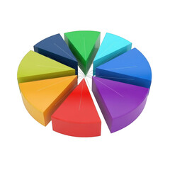 Obraz premium Colorful pie chart isolated on transparent background