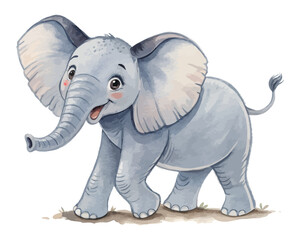Watercolor baby elephant animals