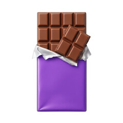 Delicious chocolate bar isolated on transparent background