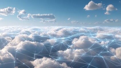High-altitude view of interconnected clouds