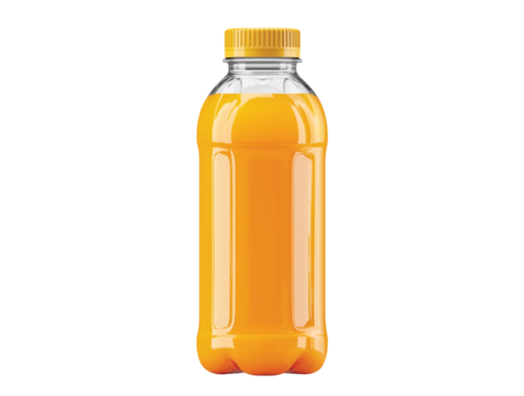 Orange juice bottle isolated on transparent background, Clipart png