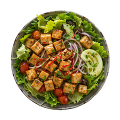 Fresh Vegetables salad with grilled tofu isolated on white and transparant background