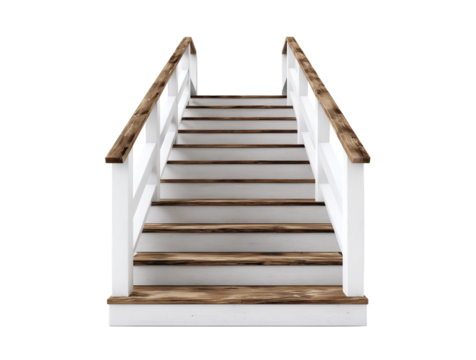 Wooden staircase Modern isolated on transparent background, Clipart png