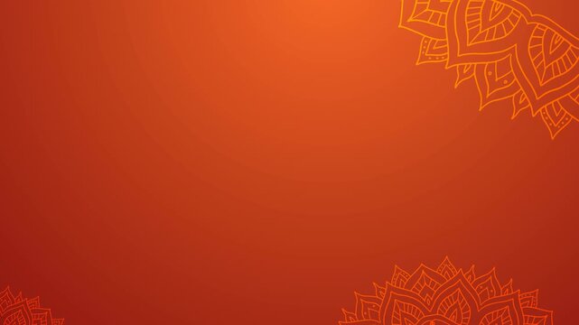 Vibrant orange background with elegant mandala corners for festive designs