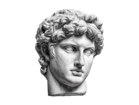 Gypsum copy of ancient statue Venue head isolated on transparent background, Clipart png