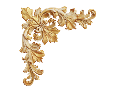 golden corner ornament isolated on transparent background, Clipart png