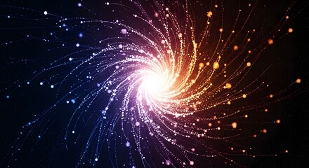 Abstract fractal space background with glowing stars and colorful burst patterns