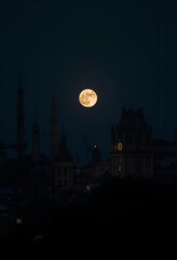 night city with moon