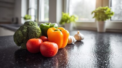 vegetables on the kitchen table