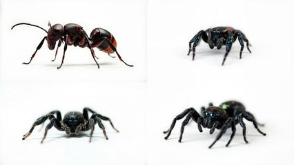 A series of photos jumping spider background layers design emotion elements creative colorful frame illustration composition movement style cartoonish motion expression figure depth