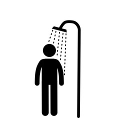 Stickman vector illustration of taking shower.