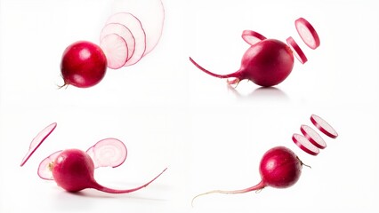 A bunch of red onions on white background depth backgrounds composition expression illustration movement gesture frame cartoonish design figure colorful scene layers style creative