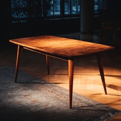Wooden Table in Dim Light with Textured Surface and Elegant Style
