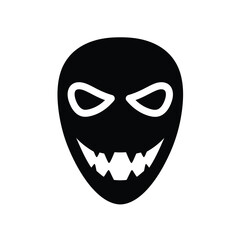 Scary mask icon black silhouette evil horror