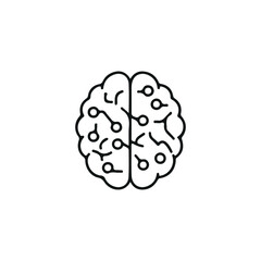 A minimalist brain-shaped icon designed with circuit-like lines, symbolizing artificial intelligence, technology, and digital innovation