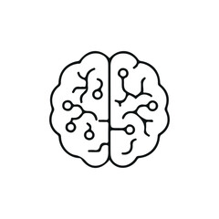 A minimalist brain-shaped icon designed with circuit-like lines, symbolizing artificial intelligence, technology, and digital innovation