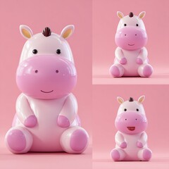 pink and white rhinoceros