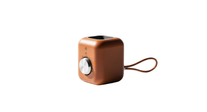 Speaker sits isolated on solid background. Modern music technology, portable audio system, digital sound - Powered by Adobe