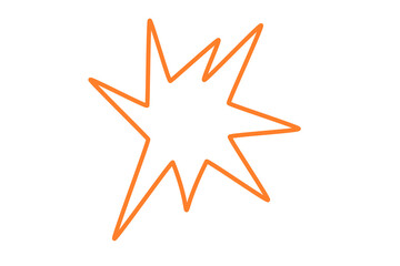 Orange starburst outline shape for explosion, flash, highlight, sale badge, sticker, poster, and promotional graphic projects