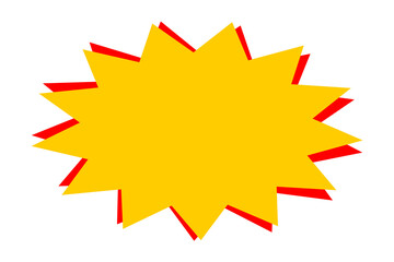 Yellow starburst shape with red shadow outline design element for sale badge, discount label, sticker, poster, and promotional graphic projects