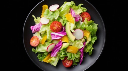 A vibrant symphony of crunchy radishes and creamy avocado dances on leafy greens, perfect for Veganuary or Salad Day