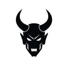 Black demon face with horns icon white
