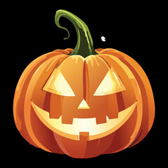  Smiling Halloween Jack-o'-lantern Pumpkin with Carved Face Vector Graphic Illustration