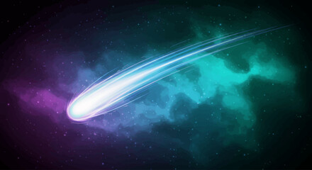 Abstract Comet Tail in Vibrant Cosmic Nebula