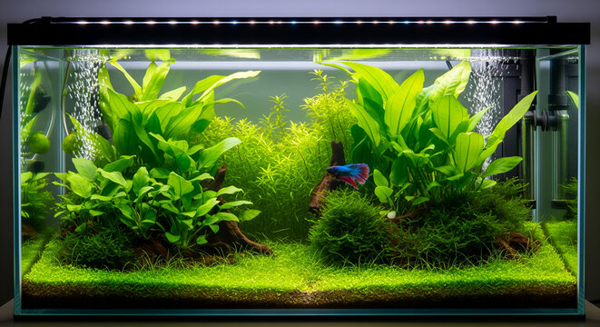 Lush Planted Aquarium with Betta Fish