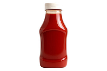 Red Ketchup Bottle with White Cap Isolated on Transparent Background