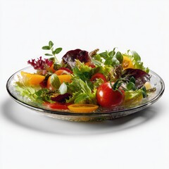 Fresh vegetable salad on a clear plate