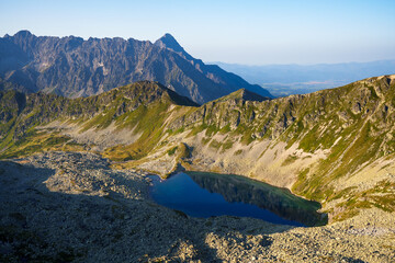 Mountain Lake and Rocky Peaks Landscape